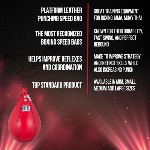 CLETO REYES Platform Leather Punching Speed Bag, Classic Red, Small