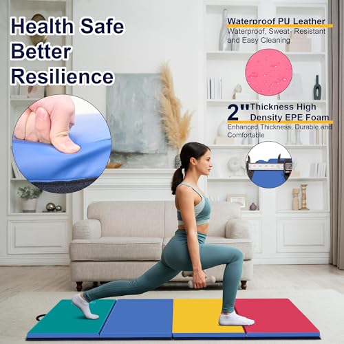 Polar Aurora 3'x6'x2 Thick Folding Gymnastics Exercise Mat Aerobics Stretching Yoga Mats - color: 4 Color