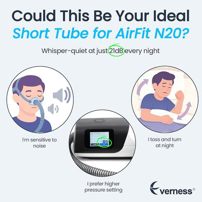 3 Packs Replacement Short Tube for Airfit N20 & Airtouch N20, Features Triple 360° Swivel & Quick-Release Technology for N20 CPAP Mask, Replacement CPAP Hose Tubing with Leak-Free Seal & Smart Quiet