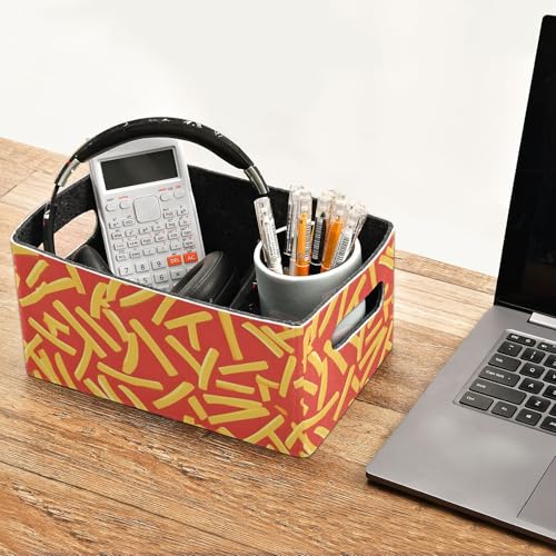 Storage Baskets Felt Foldable Storage Cube Shelf Bins Organizer Box for Kids Toys Office Bedroom Closet Babies Nursery 2-Pack French Fry Art Tiger Print
