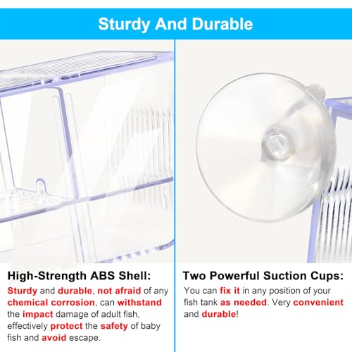 Fish Breeding Box Aquarium Holding Tank Transparent Fish Isolation Box Acclimation Hatchery Incubator Breeder for Betta Shrimp Clownfish Guppy(Size L)