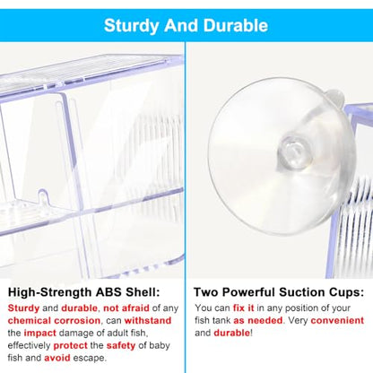 Fish Breeding Box Aquarium Holding Tank Transparent Fish Isolation Box Acclimation Hatchery Incubator Breeder for Betta Shrimp Clownfish Guppy(Size L)