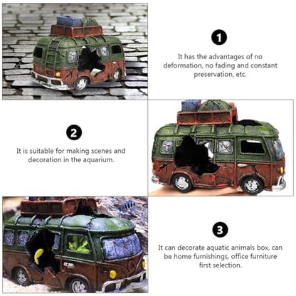 Aquarium Resin Ornament Car Wreckage for Fish Tank Underwater Landscape Decoration Hiding Cave Hideouts House Plants Supplies Decor Accessories