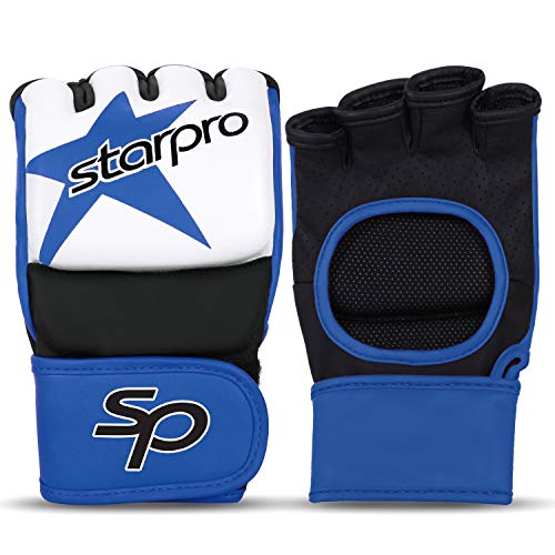 Starpro MMA Grappling Gloves for Men & Women - Faux Leather with Dense Padding- Sparring Training Kickboxing Martial Arts Competition - size: Medium