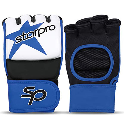 Starpro MMA Grappling Gloves for Men & Women - Faux Leather with Dense Padding- Sparring Training Kickboxing Martial Arts Competition - size: Medium
