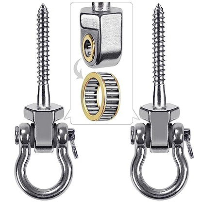 Heavy Duty Swing Hangers with Bearings - Set of 2 Stainless Steel 304 Screw Brackets for Hanging Chairs, Swings, Hammocks, Punching Bag - Indoor & Outdoor Use - 1500LB Capacity - color: 2 pack - 2.6"