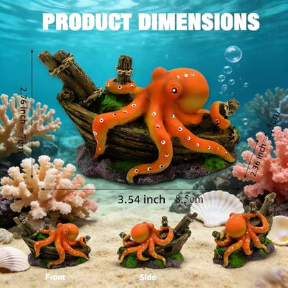 Small Octopus Fish Tank Decoration, Cute Resin Aquarium Ornament, Ideal Gift for Fish Farming Enthusiasts & Aquarists, Safe for Freshwater Saltwater Tank Landscaping