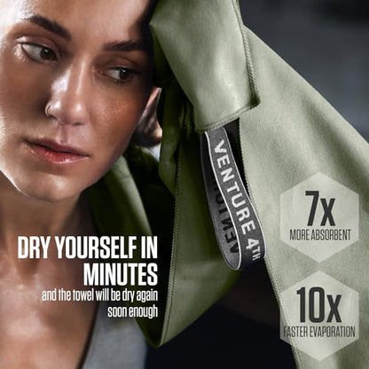 VENTURE 4TH Quick Dry Microfiber Towel for Camping & Gym - Army Green XL - color: Army Green, size: 72.00" x 31.50"