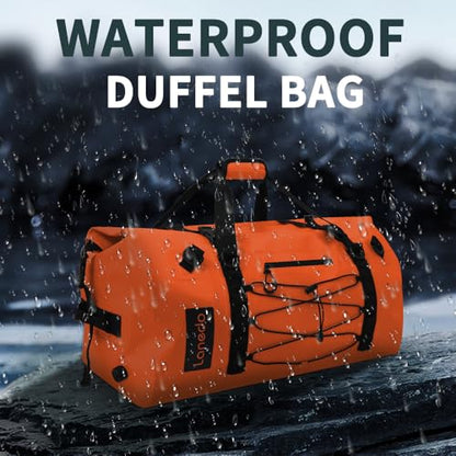 80L Dry Bag Large Waterproof Bag Roll-Top Heavy Duty Fishing Duffel Bag with Durable Straps & Handles for Kayaking Paddle boarding Boating Rafting Fishing - color: Orange