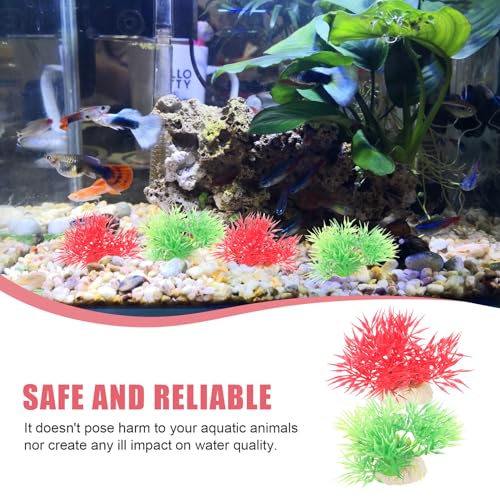 Beaupretty 20Pcs Decorative Fake Aquarium Plants Fish Tank Grass Artificial Plastic Aquatic Decor for Fish Tanks and Aquariums with Green and Crimson Grass Clumps and Lifelike Desktop