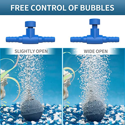 Pawfly 13 Feet Airline Tubing Standard Aquarium Air Pump Accessories with Air Stones, Air Control Valves, Check Valves, Suction Cups and Connectors