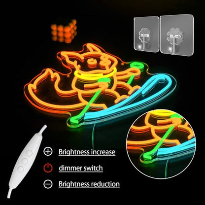 Squirrel Skiing Neon Sign for Wall Decor, Animal Snow Skiing Neon Signs Light, USB Powered Orange Squirrel Led Light Up Sign for Bedroom Pet Store Ski Area Decoration - style: Squirrel Skiing