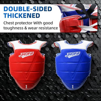 Martial Arts Chest Guard - Boxing Body Protector, Reversible Taekwondo Sparring Gear with Adjustable Straps, High-Density Foam Padding for MMA/Karate Training - size: 1