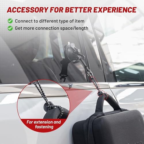 RED WOLF Heavy Duty 65MM Suction Cup Anchor Tie Down with Rotatable Hanging Hook Hold up to 22 LBs/10KG Each for Outdoor Camping Tarp Car Window Ceiling Awning RV Board Boat Vehicle Glass Surfing 2PC - size: 65MM Suction Cup