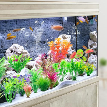 94 Pcs Fish Tank Plants Aquarium Decorations,Used for Household and Office Aquarium Simulation Plastic Hydroponic Plants