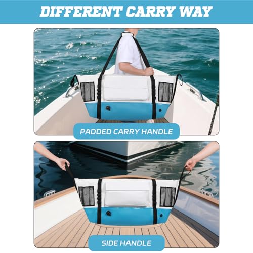 Insulated Fish Cooler Kill Bag with Flat Bottom-25x17.5 40x16 60x20Inches Waterproof Fishing tackle Kill Cooler Bag - color: White-40x16x10