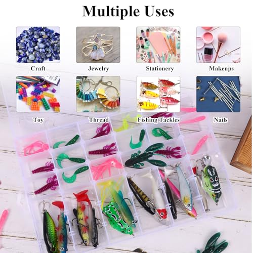 4 Pack 36 Grids Plastic Bead Organizer Box with Dividers, Clear Craft Tackle Box Parts Storage Containers with Compartments for Jewelry Fishing Tackle Art DIY with 5 Sheets Label Stickers - color: 4 Pack