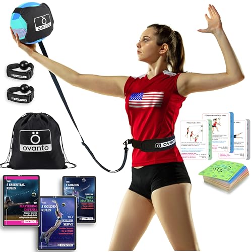 OVANTO Volleyball Training Equipment Kit | Adjustable Practice Hitting Rebounder, Ultra-Stretch Neoprene, Exclusive Elastic Cords, Premium Content - color: VT Pro