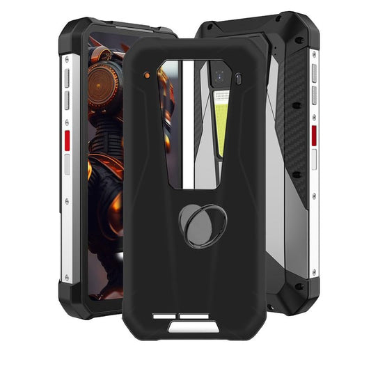 for Unihertz 8849 Tank 3 Pro Case with [360° Rotation Ring Kickstand], Anti-Scratch Soft Silicone Phone Case for Unihertz 8849 Tank 3 Pro, Shockproof Cover - Black