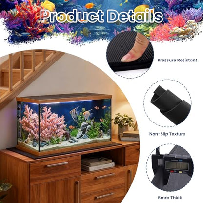 Aquarium Leveling Mat, 12 x 30 Inch Under Tank Pad, 6mm Thick Non-Slip Shockproof Fish Tank Cushion, Waterproof, Easy to Cut, Black - color: Black, size: 12 x 30in