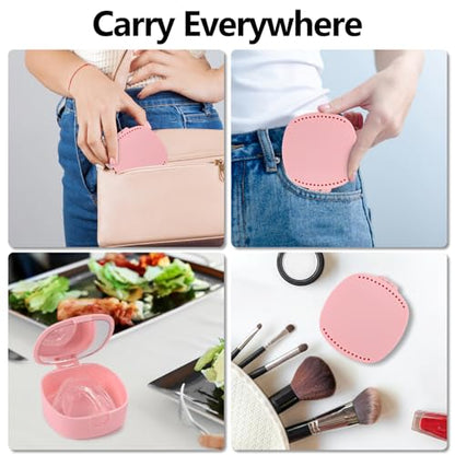 Retainer Case With Mirror and Ventilation Holes - Mouth Guard, Denture, Orthodontic Aligner, Night Guard - Pink - color: Pink