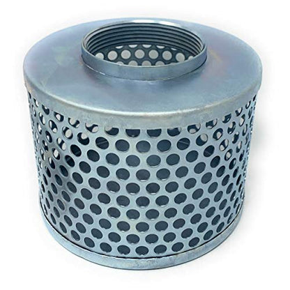 3" Suction Strainer, Round Hole, Zinc Plated Steel (STR-RH300)