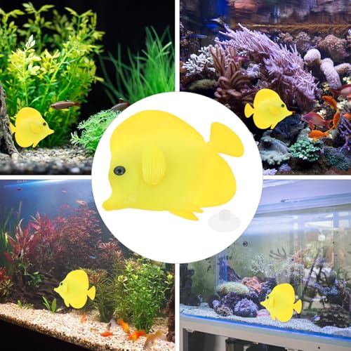 MERRYHAPY Luminous Aquarium Simulation Fish 3.14X2.75X0.39In Realistic Floating Tropical Fake Fish Decoration for Tank Landscaping and Aquarium Ornaments