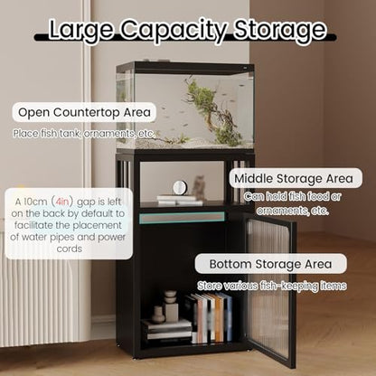 Heavy Duty Steel Fish Tank Stand, 880 lbs Capacity, Adjustable Feet, 27.2" Tall, No Shake, 3-Level Storage Rack, Black Metal Holder for Aquariums (40x30cm) - size: 40x30cm