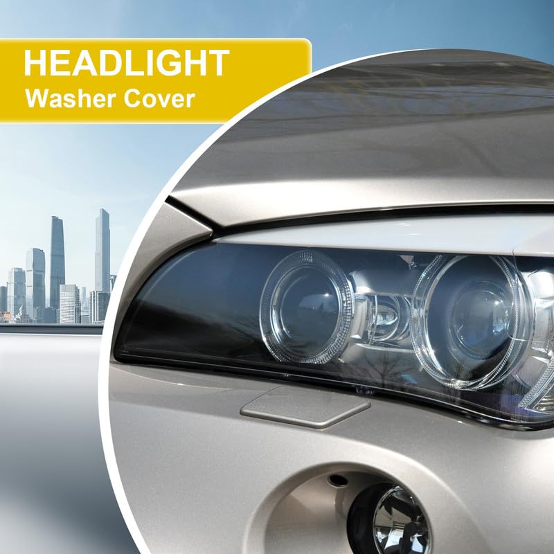 Car Front Bumper Headlight Washer Nozzle Cover Cap Compatible with BMW X1 E84 2009 2010 2011 2012 Headlight Cleaning Cover 51112993586 Water Spray Cover Unpainted A Pair