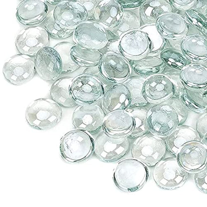 onlyfire Fire Pit Glass Rocks 10 lbs, High Luster Fire Glass Beads 1/2 Inch, Tempered Glass Marbles for Propane/Natural Gas Fire Pit, Fireplace, Multicolor & Blends Available - color: Crystal Ice