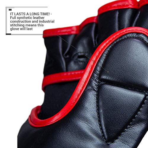Revgear Premier MMA Grappling Gloves, MMA, Kickboxing, Martial Arts, Boxing - color: Red/Black, size: Small