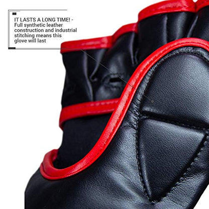 Revgear Premier MMA Grappling Gloves, MMA, Kickboxing, Martial Arts, Boxing - color: Red/Black, size: Small