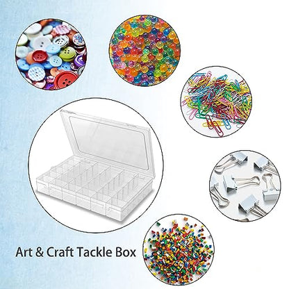 4 Pack Plastic Organizer Container Box, 36 Grids Clear Plastic Parts Organizer Box, for Beads, Art DIY, Crafts, Jewelry, Fishing Tackle with Label Stickers