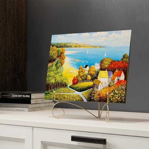 Plate Stand for Display with Hinged Folding Design, 6 Inch Picture Stands for Tables, Small Easels for Displaying Book, Art Piece, Photo and Platter, 6’’ Gold