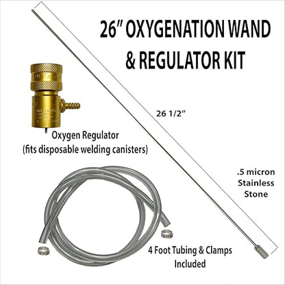 Oxygenation/Carbonation Wand & Regulator kit For Homebrew Beer and Wine - Stainless Steel 26" (67 cm)