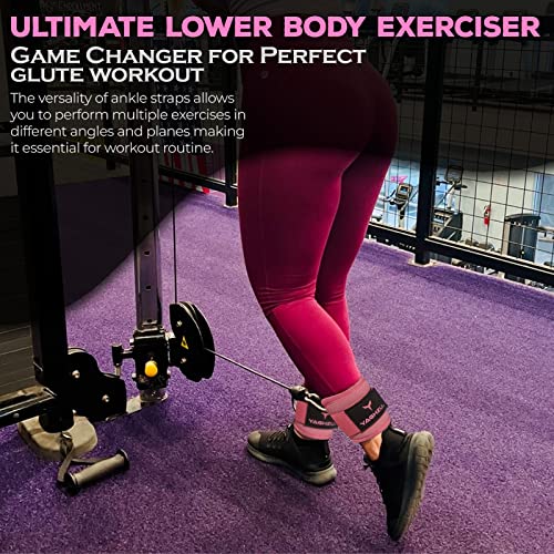 Adjustable Gym Ankle Straps for Cable Machines Women & Men, Glute Kickbacks - color: Solid Pink, size: Pair