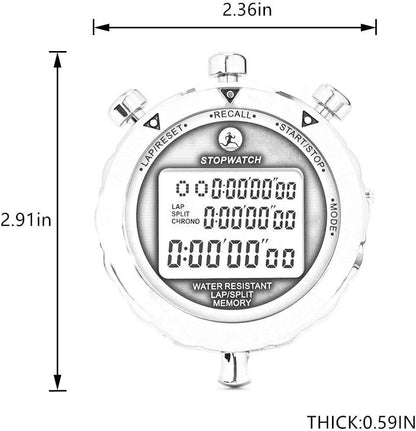 Stopwatch Timer, Digital Stop Watch with 0.01second & 0.001second Timing, Metal 10/100/400 Laps Memory, Rolilink Large dispaly Alarm Clock for Coach Sports Running Marathon - color: 10 Lap