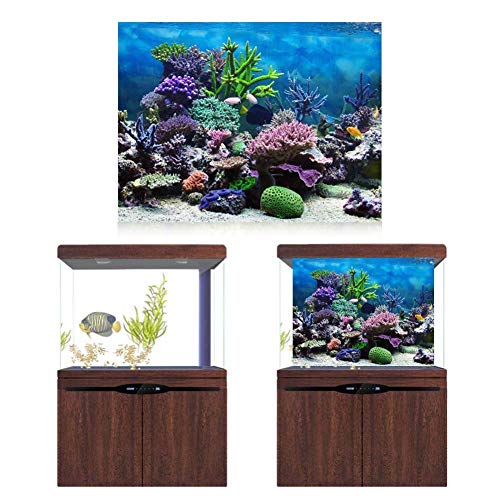 Zerodis PVC Adhesive Aquarium Fish Background Poster,Landscape Wallpaper Painting Sticker Underwater Decor(122 * 50cm)