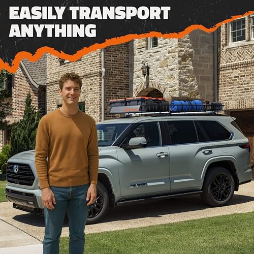 Mockins 90"x50"x6" XXL Heavy Duty Roof Rack Cargo Basket 2-Size Extendable | 250 Lbs Cap Steel Luggage Carrier for Car Rooftop Set w/ Straps| All-Weather Roof Cargo Carrier for SUV, RV, & Large Vehicles - size: Basket: 90"x50"x6"