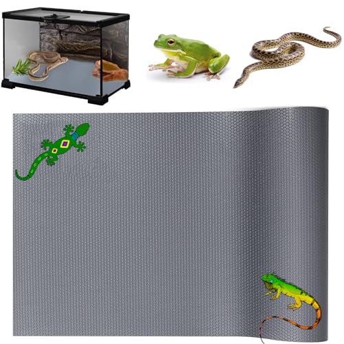 KABASI Reptile Substrate Liner Terrarium Carpet, Bearded Dragon Tank Accessories, Non-Adhesive Reptile Carpet Reptile Flooring Mat Bedding for Leopard Gecko, Snake, Lizard, Tortoise, 17.7x78.7 inch - color: Grey, size: 17.7x78.7 inch