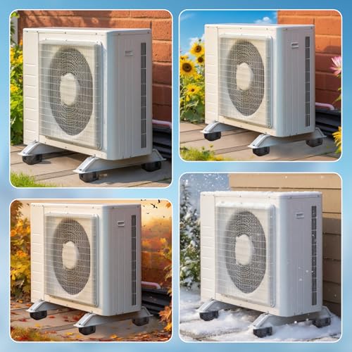 4 Pack Mini Split Floor Mount Base | Air Conditioner Base for 7,000–60,000 BTU | Anti-Vibration Mini Split Base, UV & Waterproof Condenser Support for Outdoor HVAC Units