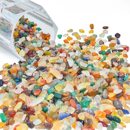 Kaiyuan Dynasty 230g Natural Colorful Agate Gravel, Crushed Crystal Rocks for Aquarium, Fish Tank Decor, Vase Fillers & Succulent Plants Bonsai Irregular Pebbles - color: Coloful, size: 0.5LB