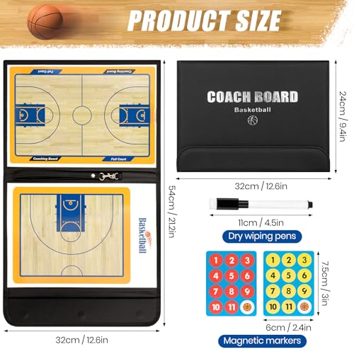 Foldable Basketball Coaching Board, Magnetic Basketball Tactics Clipboard
