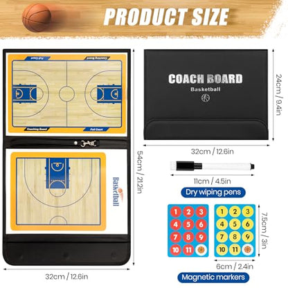 Foldable Basketball Coaching Board, Magnetic Basketball Tactics Clipboard