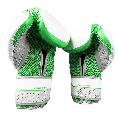 Sanabul Hyperstrike Boxing Gloves for Women, Kickboxing MMA Muay Thai Gloves, Training Sparring Punching Heavy Bag. - color: Green/White, size: 12 oz