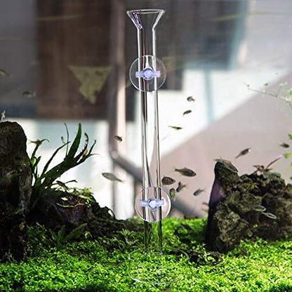 250mm Glass Aquarium Shrimp Feeding Tube Aquarium Clear Fish Food Feeder Tube for Fish Tank with 2pcs Suction Cups - size: 250mm