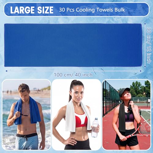 Hosuly 30 Pack Cooling Towels Bulk Microfiber Breathable, Classic - color: Classic