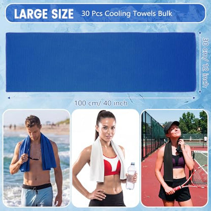 Hosuly 30 Pack Cooling Towels Bulk Microfiber Breathable, Classic - color: Classic