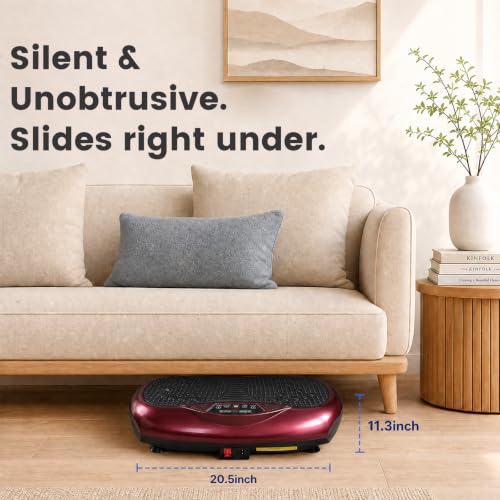 Natini Vibration Plate Exercise Machine, 990 Speed Levels Whole Body Vibrating Plate for Lymphatic Drainage, Home Workout Equipment with Resistance Bands, Remote, 330 lbs Capacity for Home Gym - color: Red