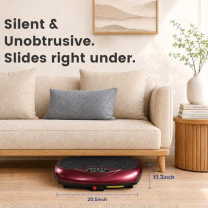 Natini Vibration Plate Exercise Machine, 990 Speed Levels Whole Body Vibrating Plate for Lymphatic Drainage, Home Workout Equipment with Resistance Bands, Remote, 330 lbs Capacity for Home Gym - color: Red